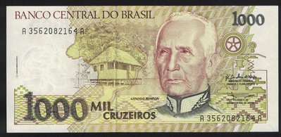 [M3]巴西紙鈔(巴西聯邦共和國)-1000克魯塞羅(1000 CRUZEIROS)-全新如圖