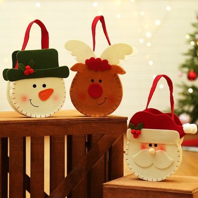 【小阿霏】聖誕節禮物袋討糖袋 聖誕老公公雪人馴鹿不織布立體手提袋 幼稚園活動耶誕樹裝飾品玩具T69