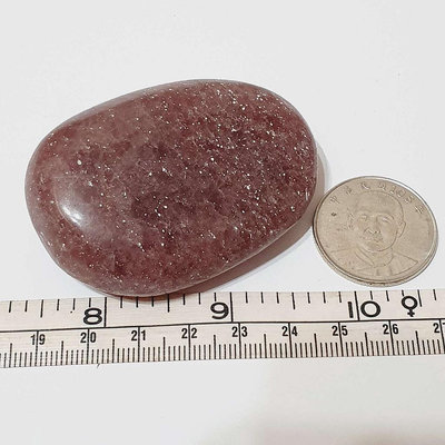 90.5g 草莓晶 拋光 水晶 礦石 M15Z 禮物 收藏 擺件 手把件 冥想石