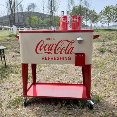 可口可樂復古冰桶長效保溫箱戶外露營推車保鮮便捷野餐野營釣魚箱