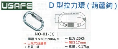 USAFE D型拉力環(葫蘆鉤) 三段式葫蘆鉤 NO-01-3C