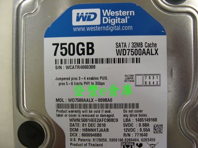 【登豐e倉庫】 YF173 WD7500AALX-009BA0 750G SATA3 硬碟