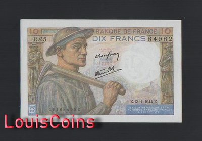 【Louis Coins】B731-FRANCE-1941-1949法國紙幣,10 Francs