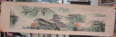『府城畫廊-手繪國畫』山水畫－46x160－(可加框)－歡迎查看關於我來聯繫－AG35