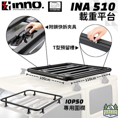 【綠色工場】INNO INA510 日本原裝 平整式行李盤 置物籃 車頂盤 重型車頂架平台 車頂架 露營置物 汽車精品