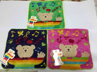 日本製 RAINBOW BEAR 彩虹熊 小方巾-音符款 手帕 純棉 現貨供應