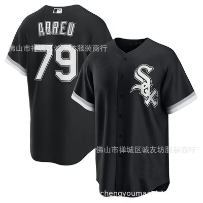 現貨球衣運動背心白襪 79 黑色球迷棒球服球衣 MLB White Sox Abreu Jersey