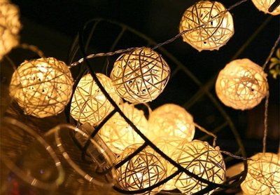 40燈 插電款 藤球燈串 led藤球燈串 白藤球燈  LED彩燈 串燈 圓球燈串 裝飾燈串