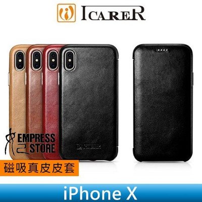 【妃小舖】ICARER iPhone X 復古風/磁吸 側掀/翻蓋 真皮/牛皮 超薄/超輕 皮套/保護套 送 觸控筆