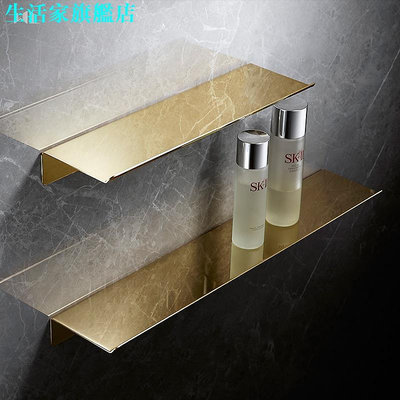 衛浴系列 北歐浴室一字隔金色衛生間置物架加厚304不銹鋼隔板收納架化妝臺