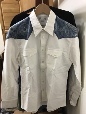 【拍賣唯一】Visvim 12aw Four corners shirt 古布 拼接 重磅 白色 白 襯衫
