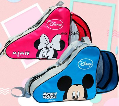 Disney迪士尼 米奇/米妮 兒童直排輪背包袋 可裝溜冰鞋 安全帽(頭盔) 護具