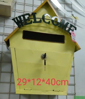（浪漫349）單個特價檸檬綠或米白黃 鐵材信箱welcome