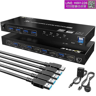 USB 3.0共享器KVM 切換器集線器4進1出HUB共享轉換器4口HDMI KVM
