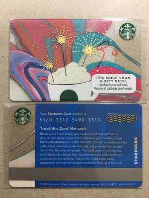 【郵卡庫】【Starbucks隨行卡】美國2015年 6120 SKU4721 歡慶迎接2016年 KA0056
