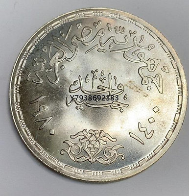 埃及1980年1鎊銀幣  銅錢古錢幣錢幣收藏