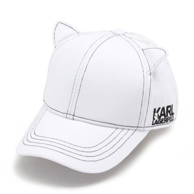 【AYW】KARL LAGERFELD IKONIK CAP 卡爾 拉格斐 老佛爺 貓耳 造型 老帽 棒球帽 鴨舌帽 白