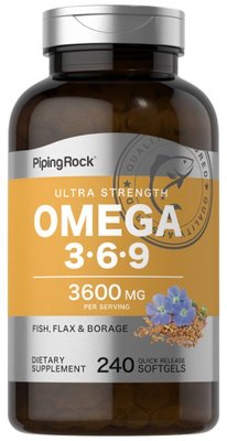 【天然小舖】Piping Rock Omega 3-6-9 魚油-亞麻籽油-琉璃苣油 240顆