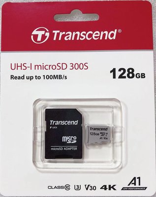 128G 創見microSD卡附轉卡 UHS-I U1 microSDHC/SDXC TS128GUSD300S-A