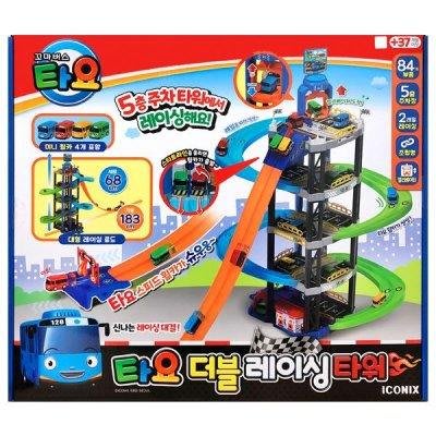 韓國境內版🇰🇷小巴士 tayo 迷你小車 轉轉 停車塔 旋轉 停車場 軌道 玩具遊戲組