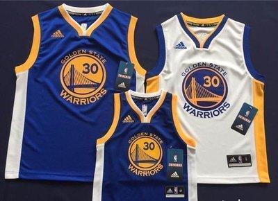 美版正品 Adidas NBA 金州勇士隊科瑞球衣Stephen Curry 30號球衣背心兒童青年版大童球衣