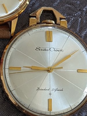 罕見停產1960年代精工舍《seiko crown》包K金,手上鍊機械懷錶