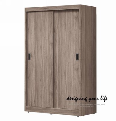 【DYL】風信子灰橡色4x7尺推門衣櫃、衣櫥(部份地區免運費)113A