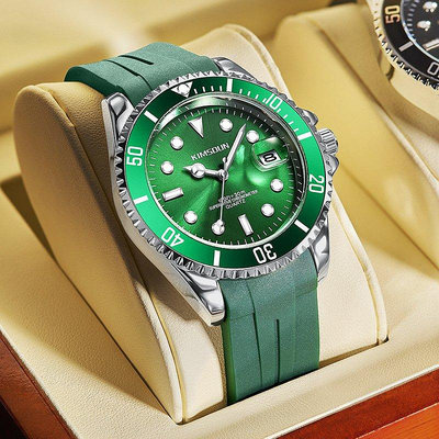 新款推薦百搭手錶 金詩頓跨境爆款綠水鬼手錶硅膠男士手錶時尚夜光防水石英錶批發 促銷