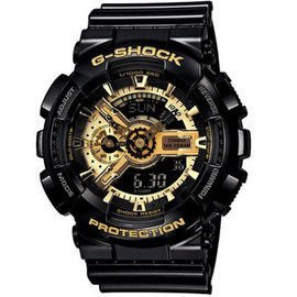 G-SHOCK CASIO 卡西歐限量版黑金前衛重機型裝置粗曠雙顯運動錶 型號：GA-110GB-1ADR【神梭鐘錶】