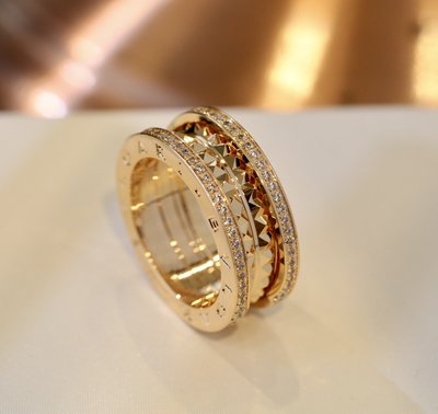 新款寶格麗戒指 BVL* 中古陶瓷戒指時尚典雅羅馬設計滿鑽戒指情侶對戒男女同款戒指指環手飾