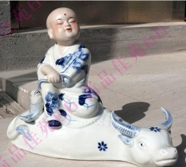 INPHIC-牧童放牛 陶瓷娃娃瓷器工藝品裝飾擺飾 手繪 桌面臥室小擺設