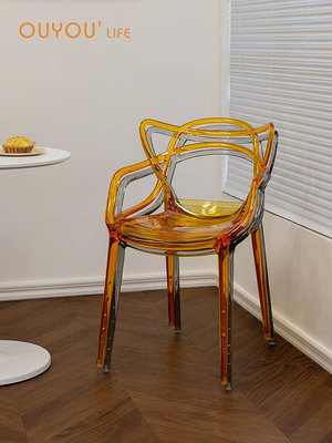 OUYOULIFE透明椅子ins亞克力餐椅家用靠背水晶凳子簡約塑料椅