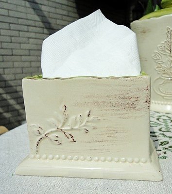 麻布花園zakka鄉村田園雜貨~法式做舊浮雕綠橄欖紙巾架~特價