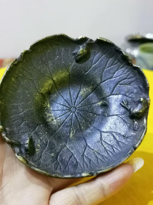 新 一套日本回流純銅蛙趣荷葉純銅茶托，作品由日本金工大家本間琢齋
