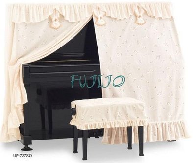 ~FUJIJO~日本存貨款~日本限定販售【粉橘色音符記號】日本製 全罩鋼琴防塵套/全罩琴罩 鋼琴罩