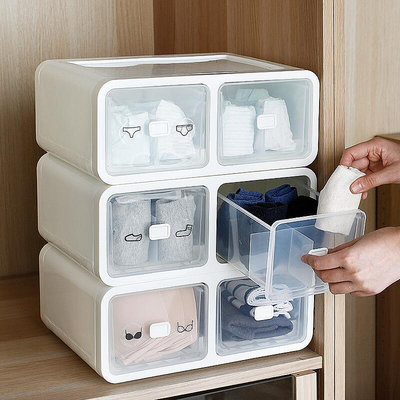 日式組合可疊加收納櫃 透明塑膠抽屜式收納櫃 防塵儲物收納箱~訂金