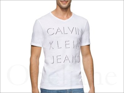 真品搶購1299元 Calvin Klein Jeans卡文克萊白色CK 文字圓領短T恤潮T短袖 L號 愛Coach包包