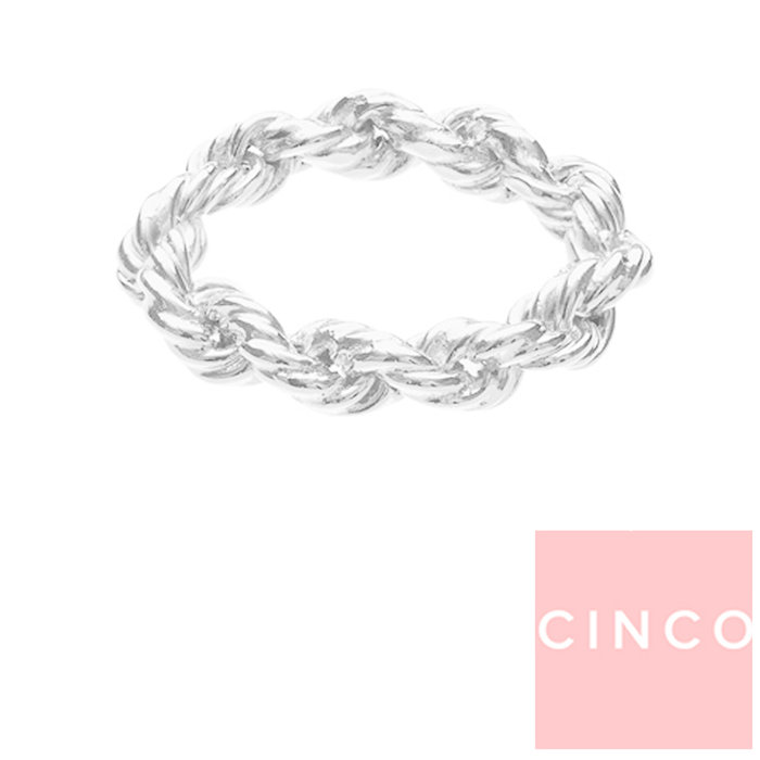CINCO 葡萄牙精品 Bia ring 925純銀 簡約編織小寬版戒指