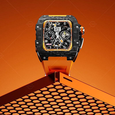 天極TJ百貨Apple watch蘋果手錶錶帶iWatch S7/8錶殼改裝碳纖維金屬保護殼