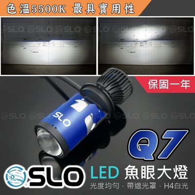 SLO Q7 H4 LED 魚眼 後置風扇 漂亮光型 不散光 LED 遠近同亮 5500K LED魚眼燈泡 汽機車適用