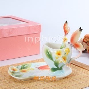INPHIC-琺瑯瓷蝴蝶蘭咖啡杯套裝手繪陶瓷創意奶杯子家居擺飾