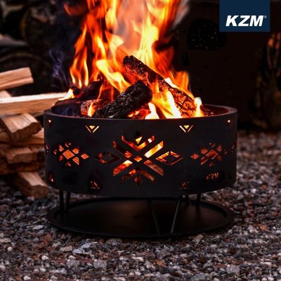 【綠色工場】🔥新品🔥KAZMI KZM 風格圓型柴火爐 (K21T3G02)烤架 柴爐 柴燒爐 取暖爐 焚火台 焚火