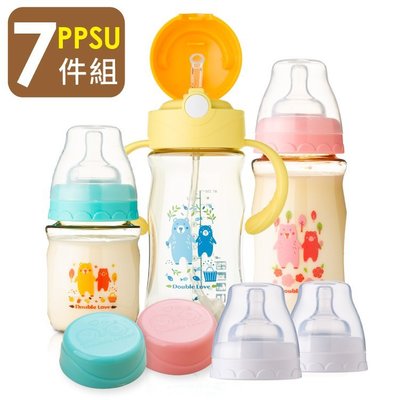 (七件組)台灣製奶瓶 PPSU 多功能奶瓶 防脹氣學習水杯 儲存瓶 副食品罐 可接AVENT吸乳器【A10096】