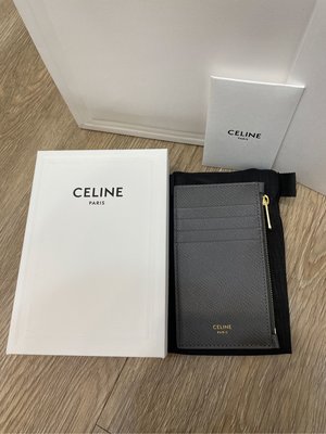 (已售出)Celine 全新小牛皮Compact 拉鍊卡夾 -灰