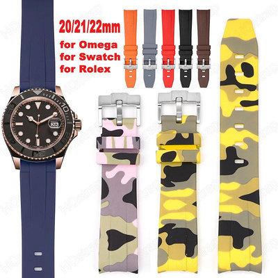 SWATCH 勞力士 20 毫米 21 毫米 22 毫米橡膠錶帶適用於勞力士錶帶,適用於女士色板手錶男士防水腕帶曲線末端
