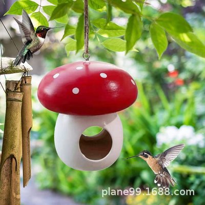 ~木質蘑菇喂鳥 新品戶掛式喂食 mushroom bird feeder