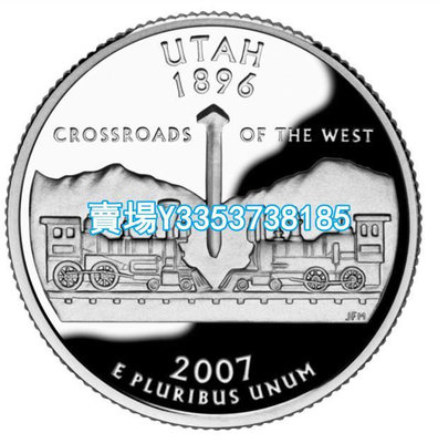 全新美國25分硬幣 50州紀念幣 2007年D版猶他州 24.3mm 紙幣 錢幣 紀念幣【古幣之緣】1058