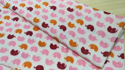 豬豬日本拼布 大象排排站  二重紗二層紗布料材質