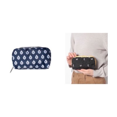 ♥ 小花日韓雜貨 ♥ 新款Lesportsac 6511 黑色刺繡貓藍色鑽石花手拿包收納包化妝包筆袋
