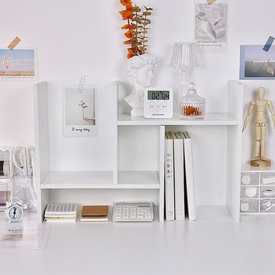 居家收納用品置物架ins風簡約宿舍桌面置物架白色簡易書架木質創意桌上組合柜收納架